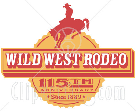 Vintage-Wild-West-Rodeo-Advertisement-With-A-Cowboy-Riding-A-Bucking-Bronco-Clipart-Illustration